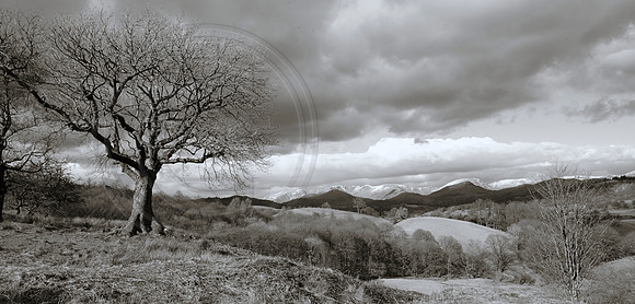 Snow on the hills near Hawkeshead, Cumbria